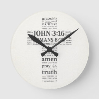 Reloj Redondo Mediano Bible Verse Reference Cross Wall Art