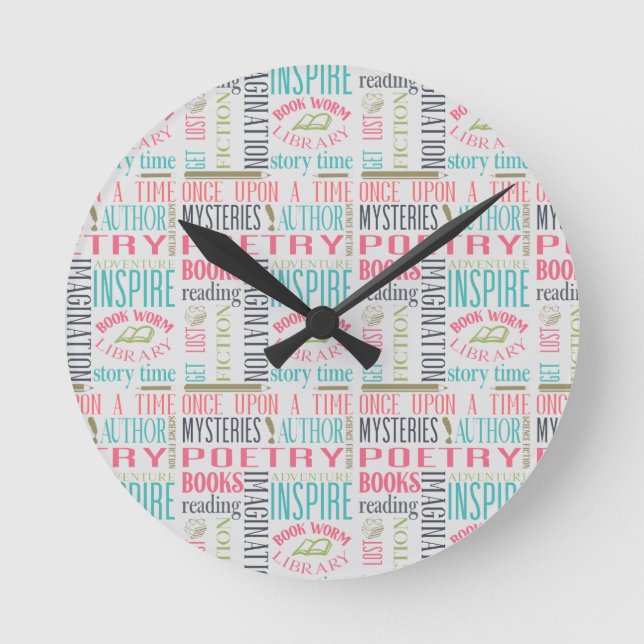 Reloj Redondo Mediano Biblioteca de arte en metro (Anverso)