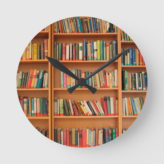 Reloj Redondo Mediano Biblioteca de libros Librería Lectura de Bookworm (Anverso)