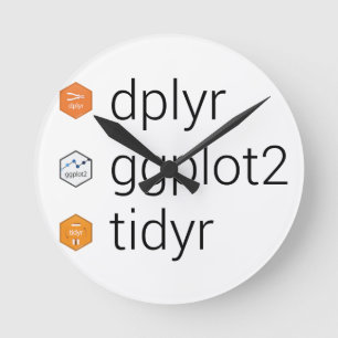 Reloj Redondo Mediano Bibliotecas de Tidyverse: dplyr, ggplot2, tidyr