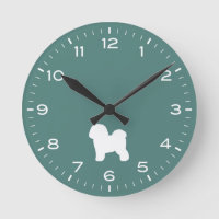 Bichon Frise Dog Rama Silhouette Round Clock