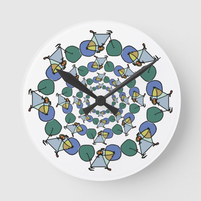 Reloj Redondo Mediano bicicleta de color en círculos (Anverso)