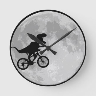 Reloj Redondo Mediano Bicicleta Dinosaurio y Luna
