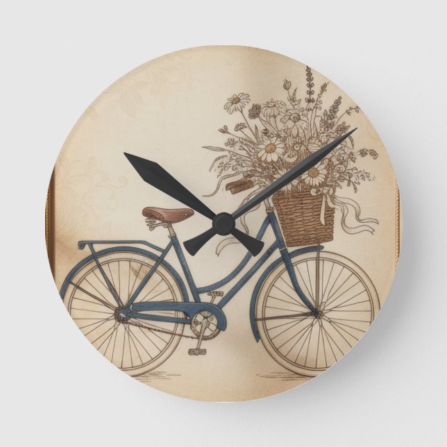 Reloj Redondo Mediano bicicleta vintage (Anverso)