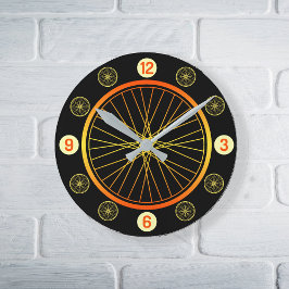 Reloj Redondo Mediano Bicycle wheel orange black