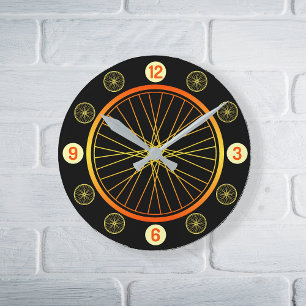 Reloj Redondo Mediano Bicycle wheel orange black