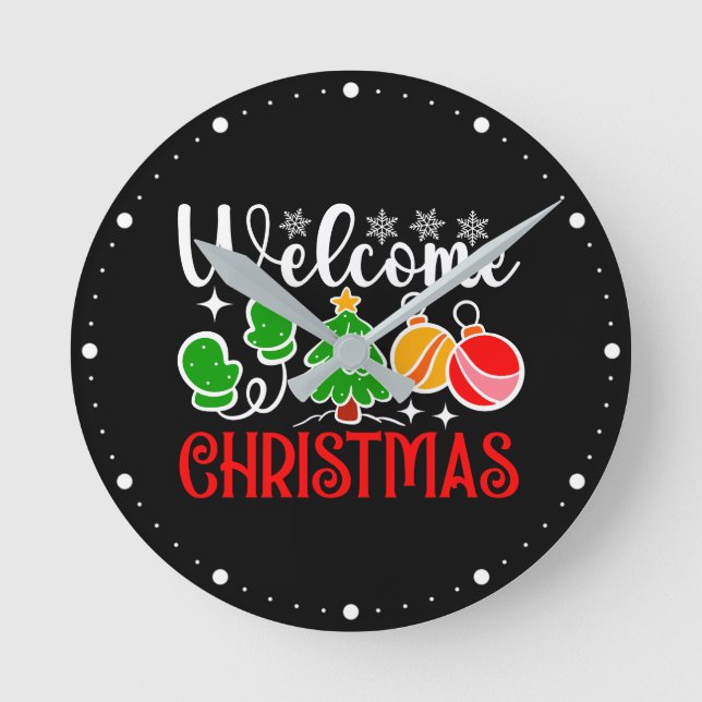 Reloj Redondo Mediano Bienvenido Navidad (Anverso)