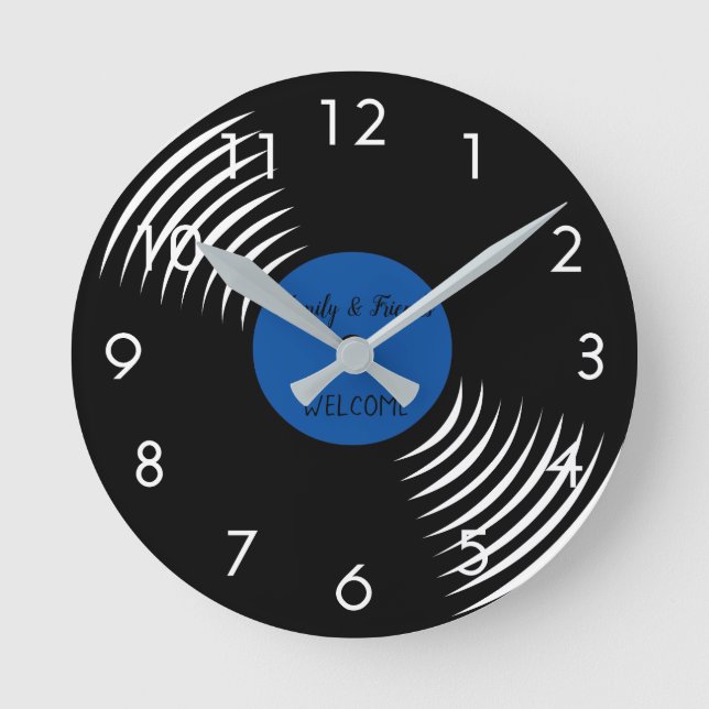 Reloj Redondo Mediano Bienvenidos a Cute Vinyl Record (Anverso)