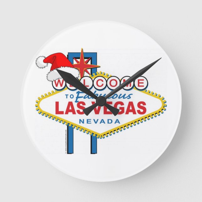 Reloj Redondo Mediano Bienvenidos a los fabulosos Navidades de Las Vegas (Anverso)