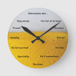 Reloj Redondo Mediano Biertje Klok met grappige tekst
