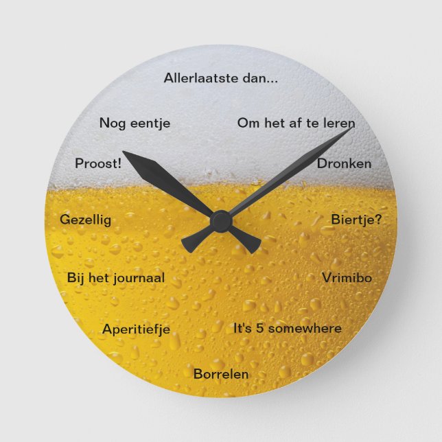 Reloj Redondo Mediano Biertje Klok met grappige tekst (Anverso)