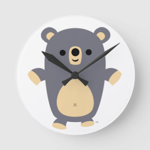 Reloj Redondo Mediano Big Blue Cartoon Bear Wall Clock