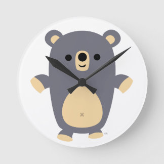 Reloj Redondo Mediano Big Blue Cartoon Bear Wall Clock