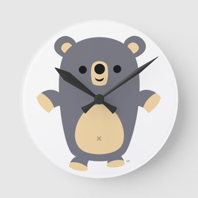 Reloj Redondo Mediano Big Blue Cartoon Bear Wall Clock (Anverso)