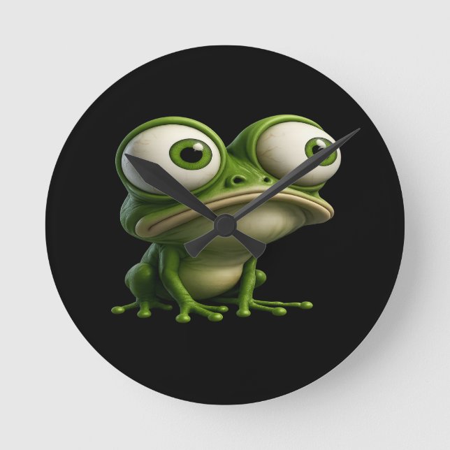 Reloj Redondo Mediano Big-Eyed Cartoon Frog (Anverso)