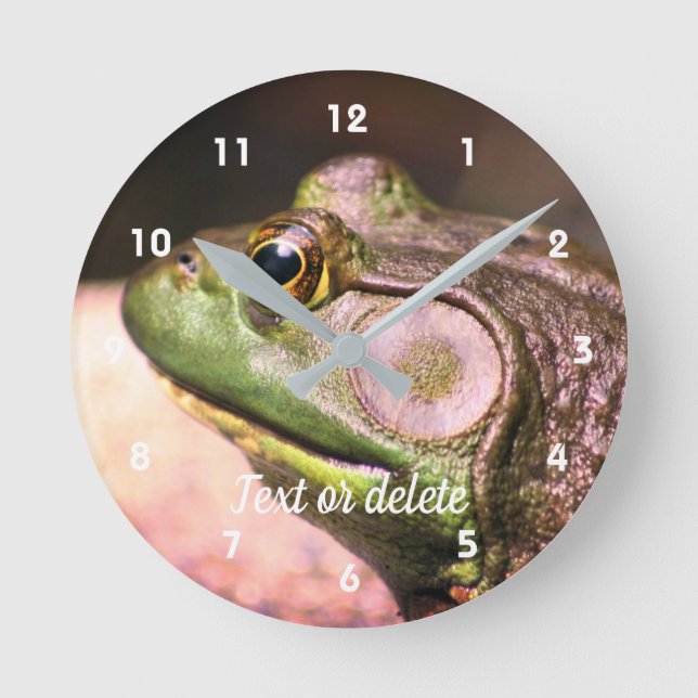 Reloj Redondo Mediano Big Old Bullfrog Face Nature Personalized (Anverso)