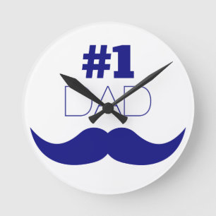 Reloj Redondo Mediano Bigote azul del papá #1 - número uno