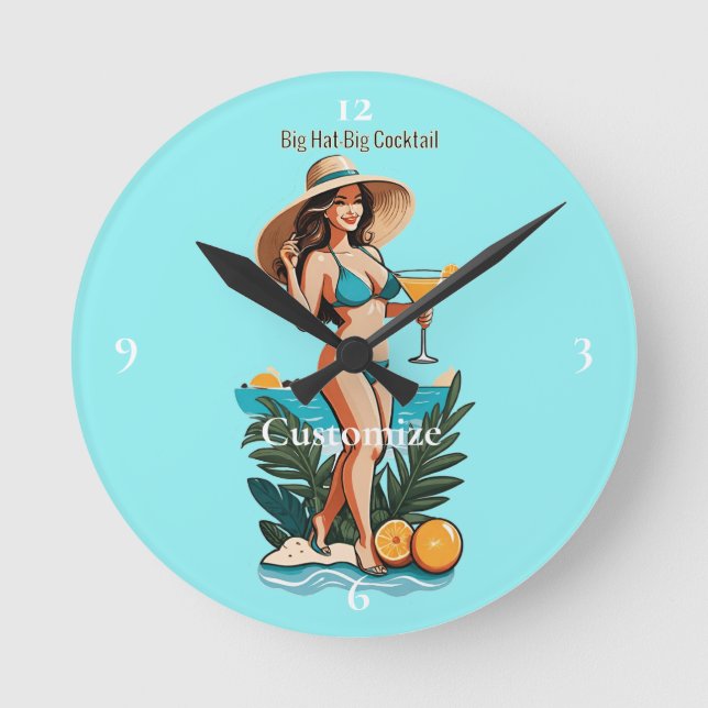 Reloj Redondo Mediano Bikini Babe Gran Gorra - Gran Cocktail Thunder_Cov (Anverso)