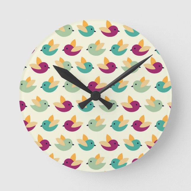 Reloj Redondo Mediano Birds pattern (Anverso)