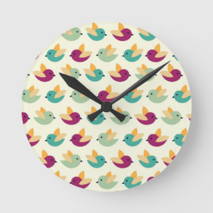 Reloj Redondo Mediano Birds pattern