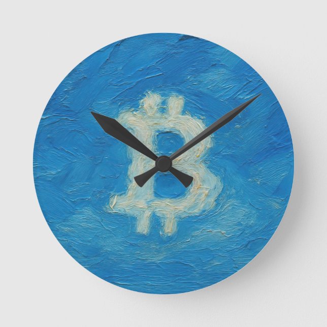 Reloj Redondo Mediano Bitcoin Blue Sky (Oil, Style: 2) (Anverso)