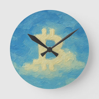 Reloj Redondo Mediano Bitcoin Blue Sky (Oil, Style: 4)