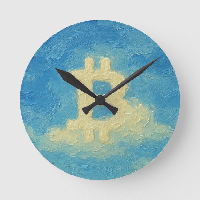 Reloj Redondo Mediano Bitcoin Blue Sky (Oil, Style: 4) (Anverso)