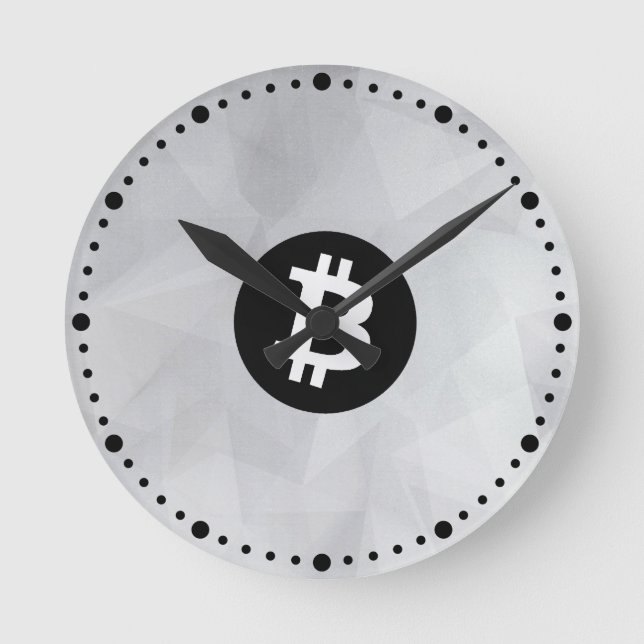 Reloj Redondo Mediano Bitcoin Cristal Blanco (Anverso)
