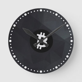 Reloj Redondo Mediano Bitcoin Cristal Negro