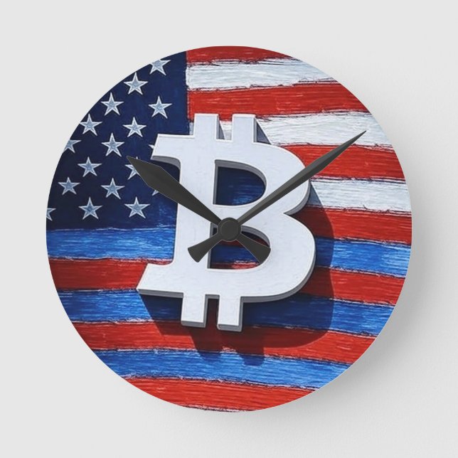Reloj Redondo Mediano Bitcoin USA (Anverso)