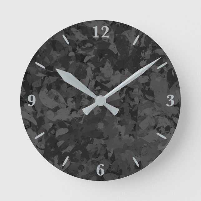 Reloj Redondo Mediano Black And Gray Abstract Graphic Art Design (Anverso)