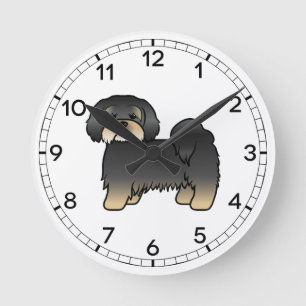 Reloj Redondo Mediano Black And Tan Lhasa Apso Cute Cartog Dog