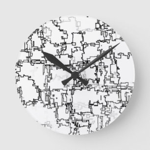 Reloj Redondo Mediano Black and White Abstract Pattern