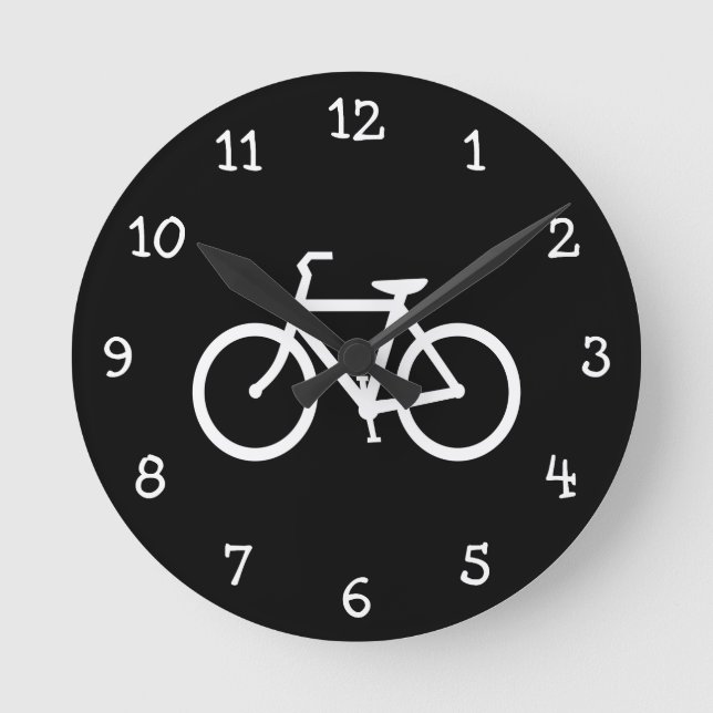 Reloj Redondo Mediano Black and White Numbered Bike Route (Anverso)