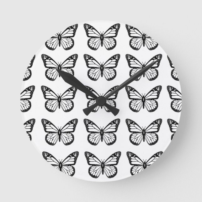Reloj Redondo Mediano Black Butterfly Stencils (Anverso)
