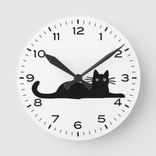 Reloj Redondo Mediano Black Cat with Numbers and Minutes