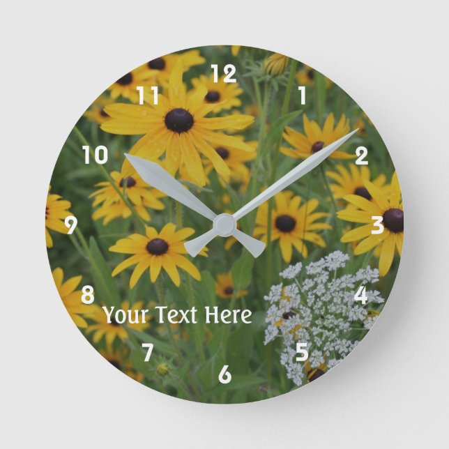 Reloj Redondo Mediano Black Eyed Susan And Queen Anne's Lace Flowers (Anverso)