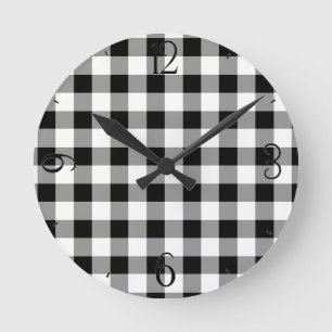 Reloj Redondo Mediano Black Gingham Clock
