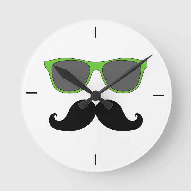 Reloj Redondo Mediano Black Mustache Green Sungafas Wall Cinta (Anverso)