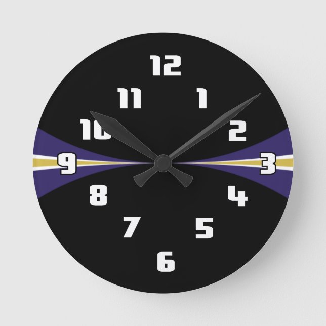 Reloj Redondo Mediano Black Purple Gold Clock (Anverso)