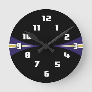 Reloj Redondo Mediano Black Purple Gold Clock