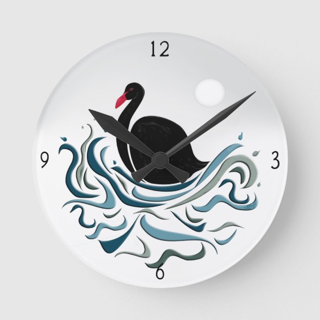 Reloj Redondo Mediano Black Swan Round Clock (Anverso)