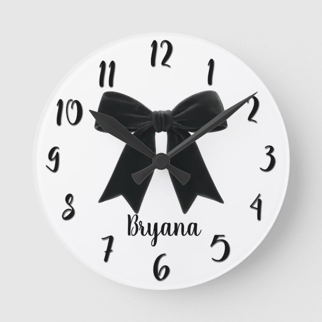Reloj Redondo Mediano Black Velvet Bow Elegant Posh Trendy (Anverso)