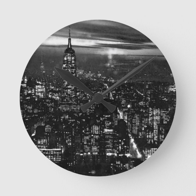 Reloj Redondo Mediano Black & White New York City (Anverso)