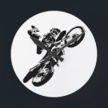 Reloj Redondo Mediano Black White Pop Art Motocross Motoryle Sport<br><div class="desc">Deporte Arte Digitalmente Editado - Impresión Poster Motocross - Arte pop universitario - Imágenes de computadora - La única manera de hacer un gran trabajo es amar lo que haces.</div>