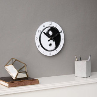 Reloj Redondo Mediano Black Yin Yang Round Clock