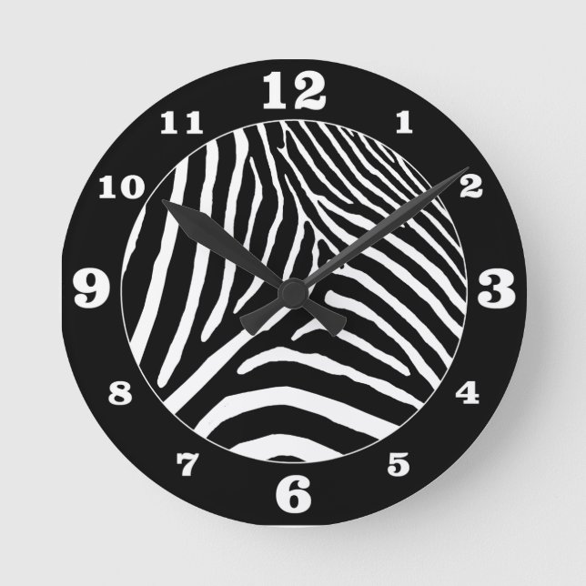 Reloj Redondo Mediano Black Zebra Stripes Pick Your Own Combo (Anverso)