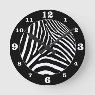 Reloj Redondo Mediano Black Zebra Stripes Pick Your Own Combo