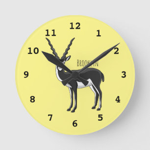 Reloj Redondo Mediano Blackbuck antelope illustration