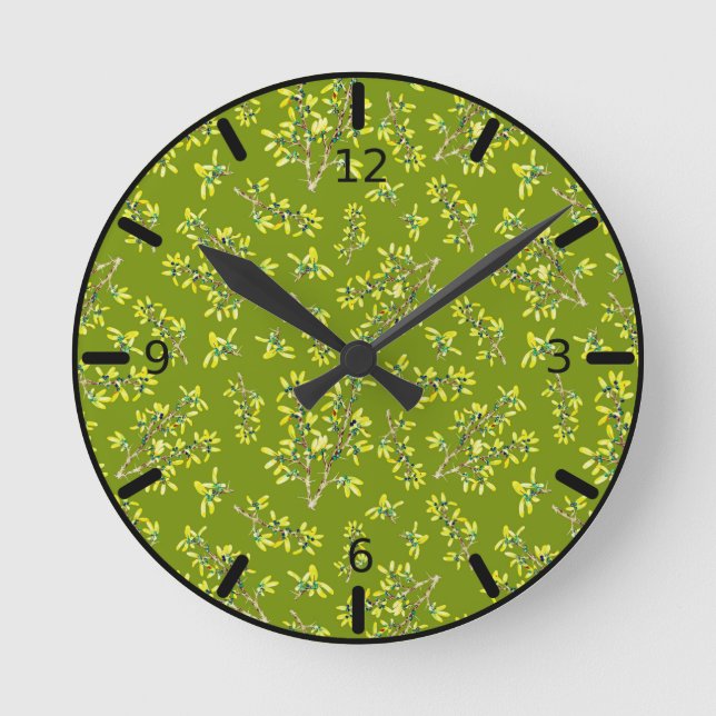 Reloj Redondo Mediano Blackthorn green pattern   (Anverso)